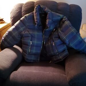 Ralph Lauren Blue Plaid  Puffer Jacket